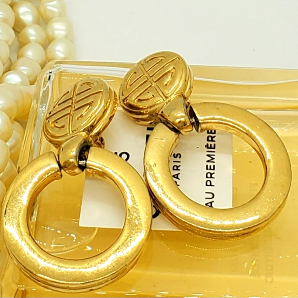Vintage Givenchy Rare Logo Hoop Signed Earrings